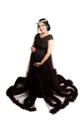 Chocolate Tulle Maternity Gown