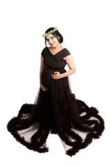 Chocolate Tulle Maternity Gown