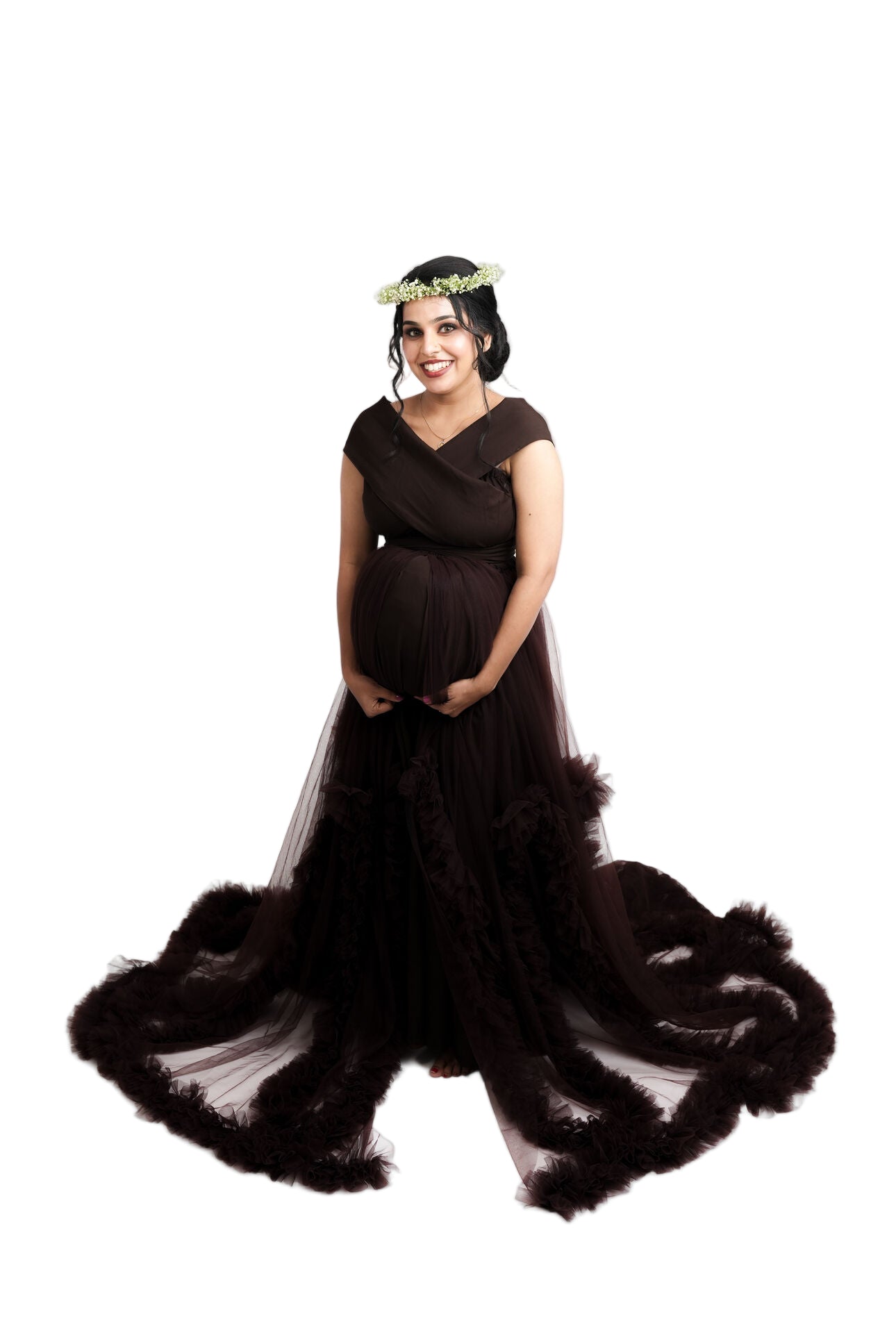 Chocolate Tulle Maternity Gown