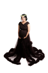 Chocolate Tulle Maternity Gown